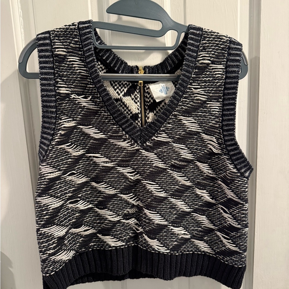 Anthropologie vest Black and White V-Neck Sweater Vest